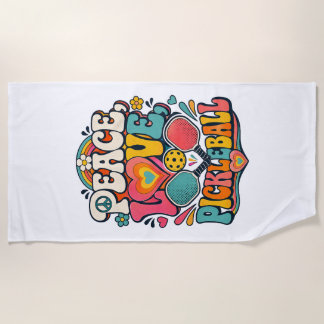 Serviette De Plage Paix Amour Pickleball Rétro Groovy Sports