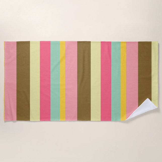 Serviette De Plage Palette de couleurs rayées d'été (Devant)