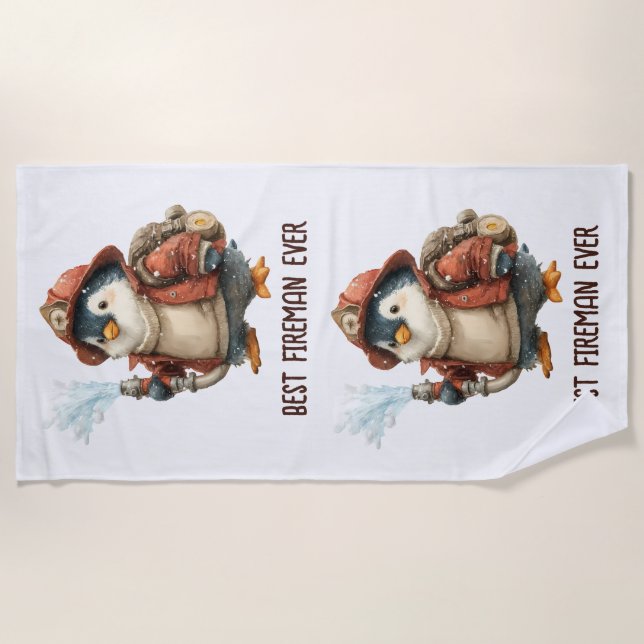 Serviette De Plage Palette de ping-pong de pompier manchot d'hiver (Devant)