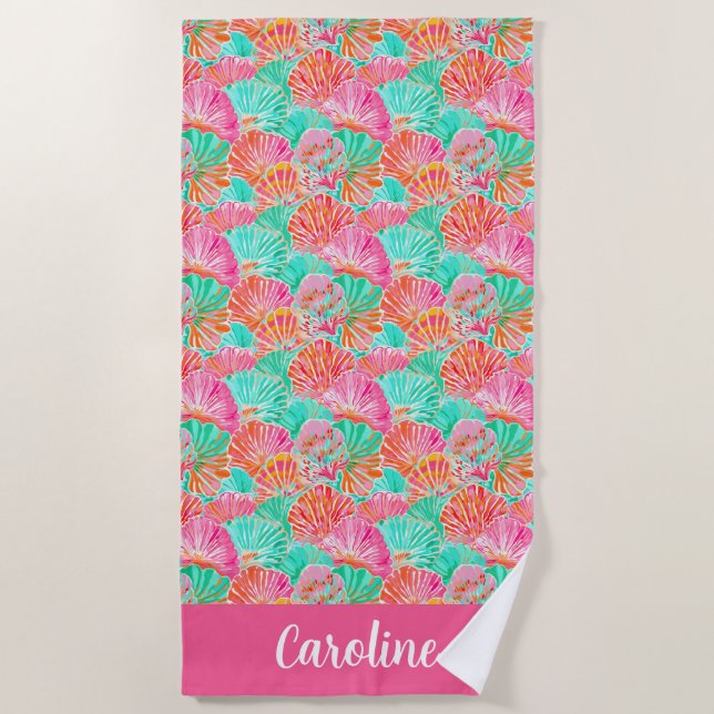 Serviette De Plage Palm Beach Coquillages tropicaux (Devant)