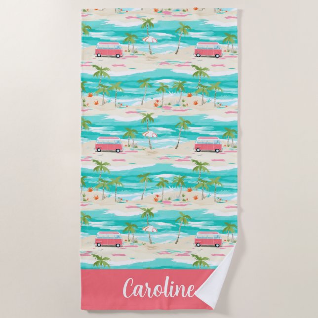 Serviette De Plage Palm Beach Tropical Island Beach Surf Vans (Devant)