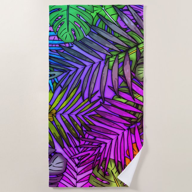 Serviette De Plage Palm & Monstera Feuilles Miami (Devant)