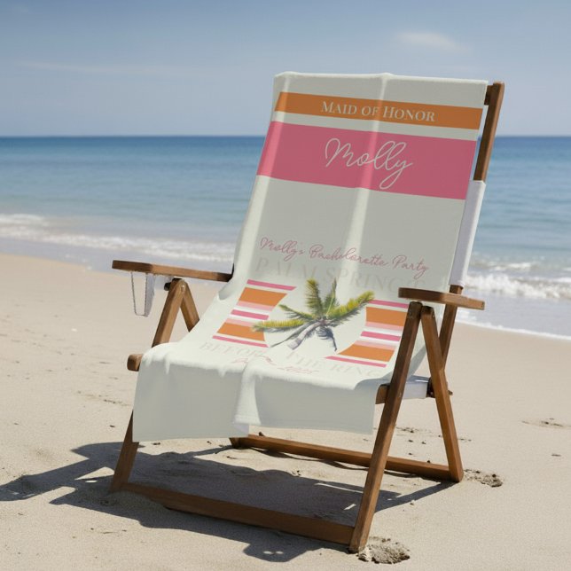 Serviette De Plage Palm Springs avant l'anneau - Bachelorette rétro (Celebrate in sunny Palm Springs with this Before the Ring bachelorette design! )