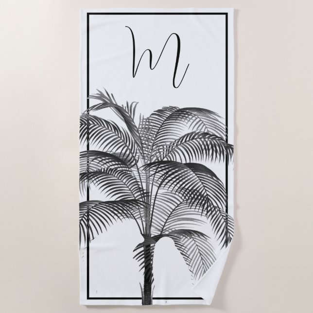 Serviette De Plage Palm Tree moderne cadre noir personnel (Devant)