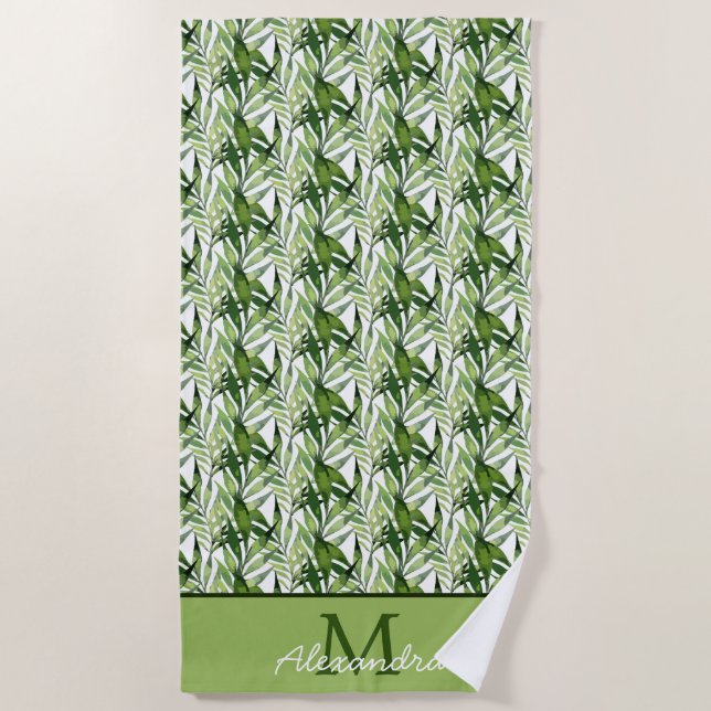 Serviette De Plage Palm Tropical Feuille Motif côtier (Devant)