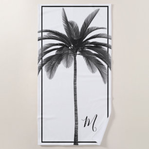 Serviette De Plage Palmier moderne noir blanc personnel