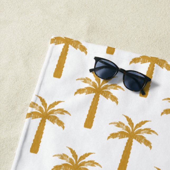 Serviette De Plage Palmier tropical été botanique moutarde moderne (En situation)