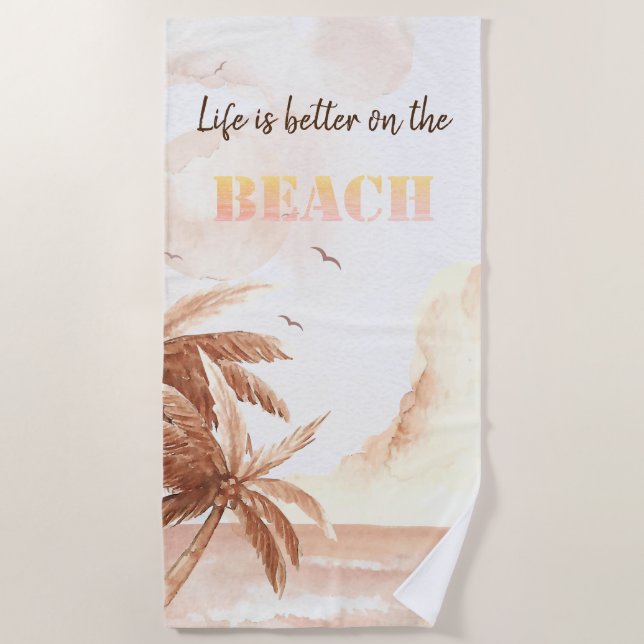 Serviette De Plage Palmier Tropical Rustique (Devant)