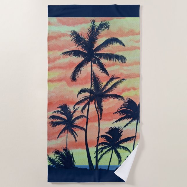 Serviette De Plage Palmiers à noix de coco hawaïens (Devant)