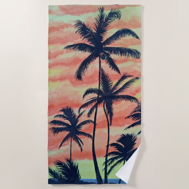 Serviette De Plage Palmiers à noix de coco hawaïens (Devant)
