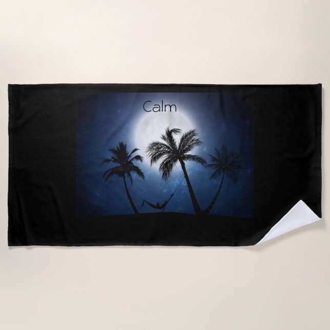 Serviette De Plage Palmiers au clair de lune (Devant)