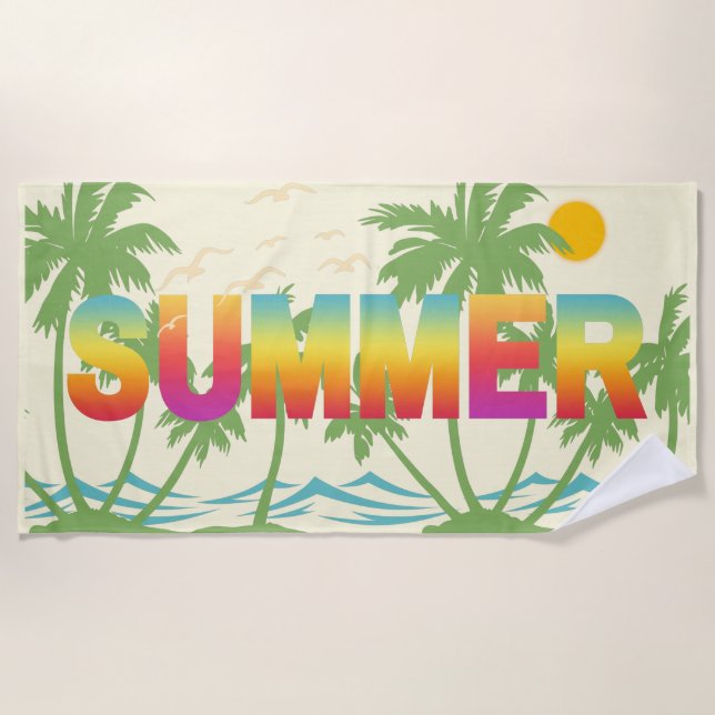 Serviette De Plage Palmiers Beau été (Devant)