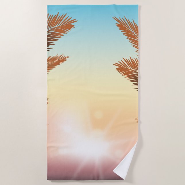 Serviette De Plage Palmiers de plage au coucher du soleil (Devant)