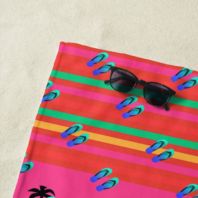 Serviette De Plage Palmiers Et Feuilles (En situation)