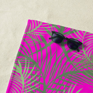 Serviette De Plage Palmiers Été Tropical Neon Beach