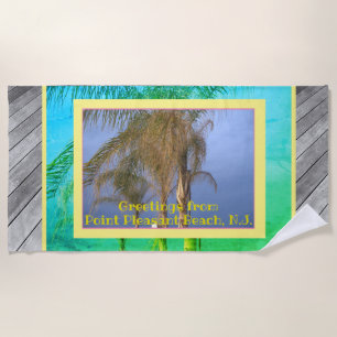 Serviette De Plage Palmiers Planches de Plage N.J. Beach Towel