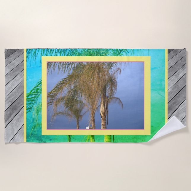 Serviette De Plage Palmiers Planches Plage Serviette (Devant)