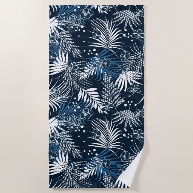 Serviette De Plage Palmiers tropicaux et Hibiscus (Devant)