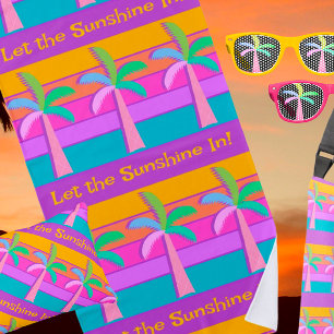 Serviette De Plage Palmiers tropicaux Retro Personnalisés Coucher de 