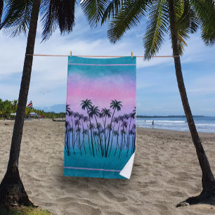 Serviette De Plage Palmiers violets turquoise