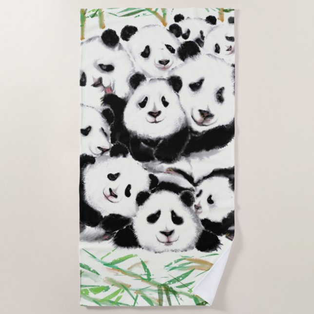 Serviette de plage Panda Beach familiale (Devant)