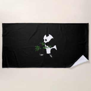 Serviette De Plage Panda géant mange du bambou noir