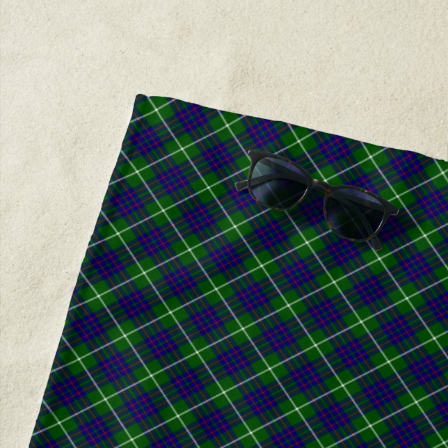 Serviette De Plage Panier bleu vert tartan MacIntyre (En situation)