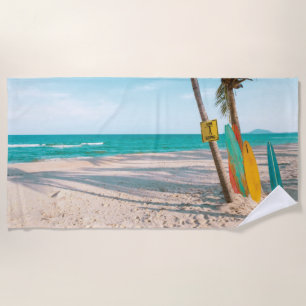 Serviette De Plage Panneaux de surf sur la plage lancer oreiller