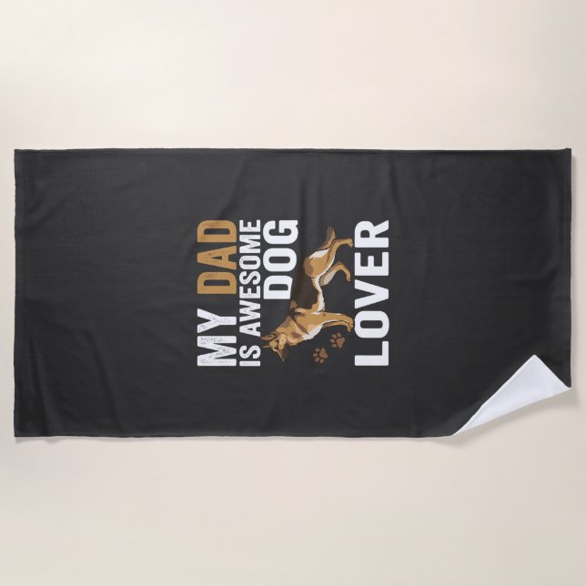 Serviette De Plage Papa amateur de chien est formidable (Devant)