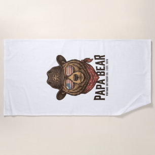 Serviette De Plage Papa Bear Cowboy Bear Patriotique Vintage Vector D