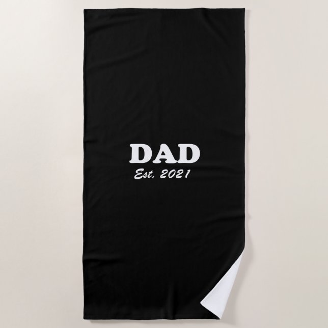 Serviette De Plage Papa noir blanc coutume date établie (Devant)