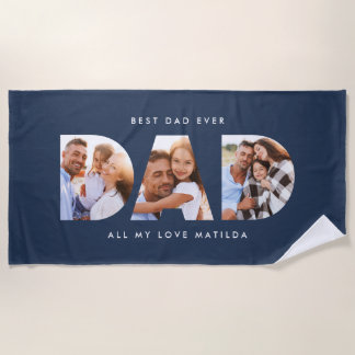 Serviette De Plage Papa photo typographie moderne cadeau enfant
