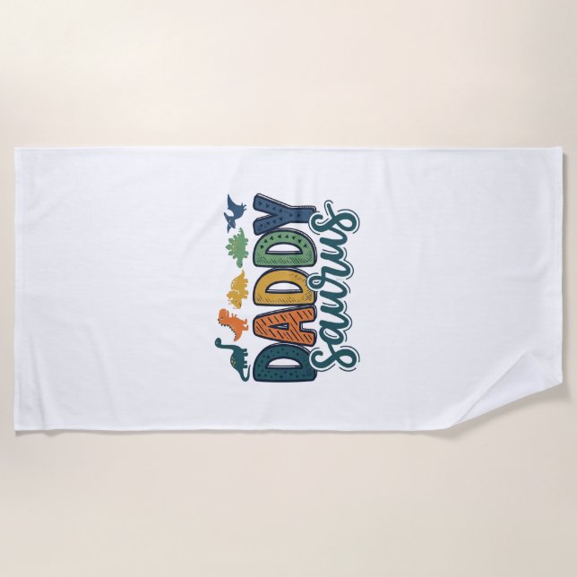 Serviette De Plage Papa Saurus Mignon Papa Dinosaure Conception Vecto (Devant)