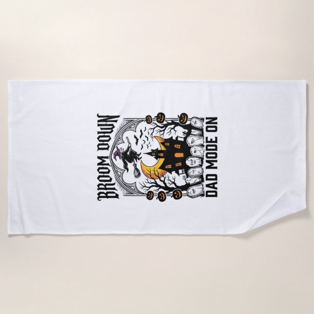 Serviette De Plage Papa sorcière Balai de Halloween Cassé Graphique V (Devant)