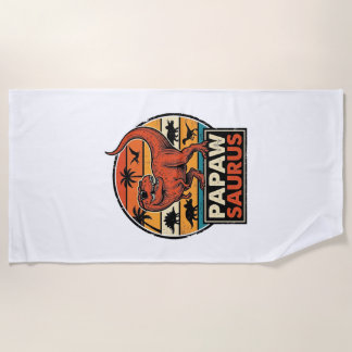 Serviette De Plage Papawsaurus Rétro Dinosaure Coucher de Soleil Vect