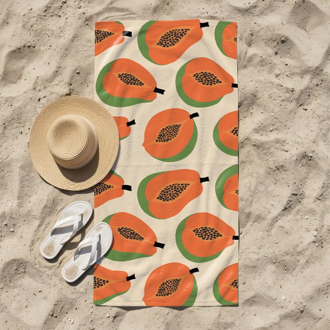 Serviette De Plage Papaya Tropical Orange Chaud (Créateur téléchargé)