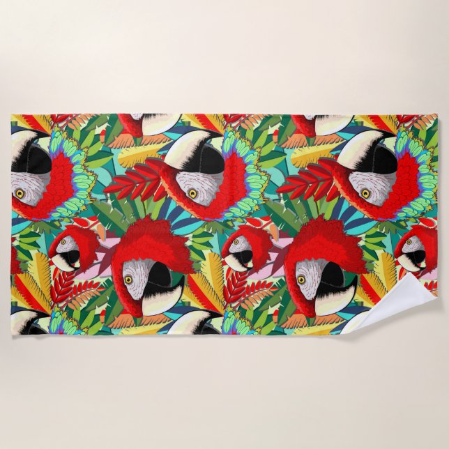 Serviette De Plage Papier de perroquet Macaw (Devant)