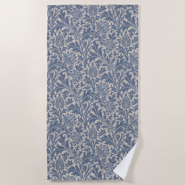 Serviette De Plage Papier peint chardon bleu ardoise de William Morri (Devant)