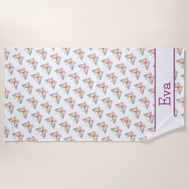 Serviette De Plage Papillon amusant (Devant)