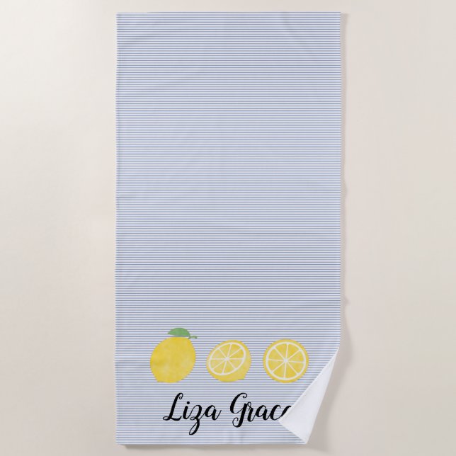 Serviette De Plage Papillon citron bleu et jaune (Devant)