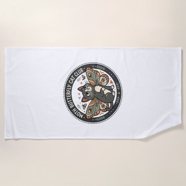 Serviette De Plage Papillon de nuit Chat POD Art Vectoriel - Papillon (Devant)