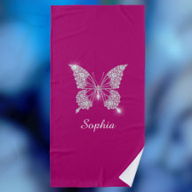 Papillon Diamant Blanc, Nom de Script, Fuchsia Pro