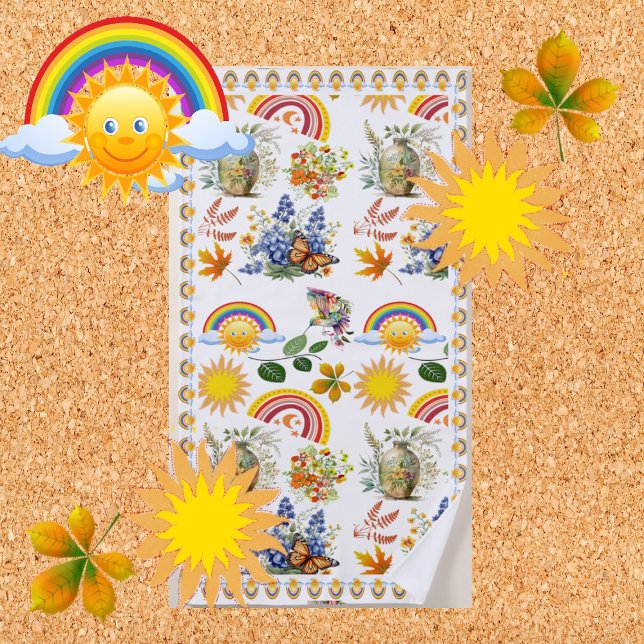 Serviette De Plage Papillon du jardin de printemps Arc en ciel Vert s (Spring Garden Butterfly Rainbow Sunshine Greenery Beach Towel)
