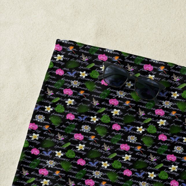 Serviette De Plage Papillon floral naturel tropical moderne de luxe (En situation)
