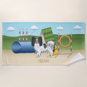 Serviette De Plage Papillon Noir Et Blanc Avec Équipement D'Agrément