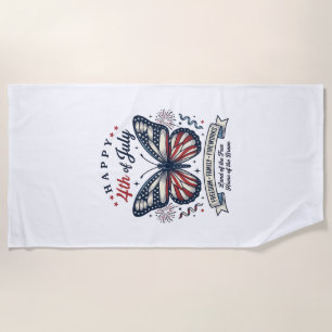 Serviette De Plage Papillon Patriotique Bonne Fête du 4 Juillet Conce
