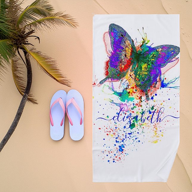 Serviette De Plage Papillon personnalisé éclaboussé  (Créateur téléchargé)
