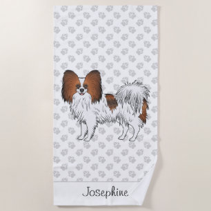 Serviette De Plage Papillon Rouge Cute Dog Avec Texte Personnalisé