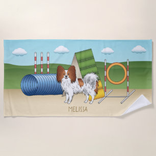 Serviette De Plage Papillon Rouge Et Blanc Avec Équipement D'Agilité