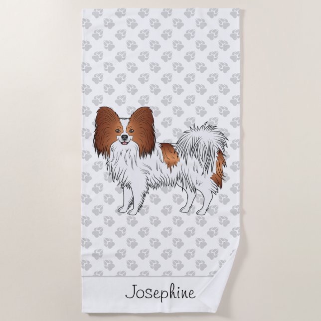 Serviette De Plage Papillon Rouge Et Blanc Mignon Chien Avec Texte Pe (Devant)